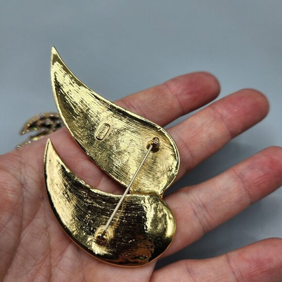 Butler Jewelry Crystal Leaf Brooch Earrings + Elephant Pin Vtg Costume Set - Picture 5 of 13